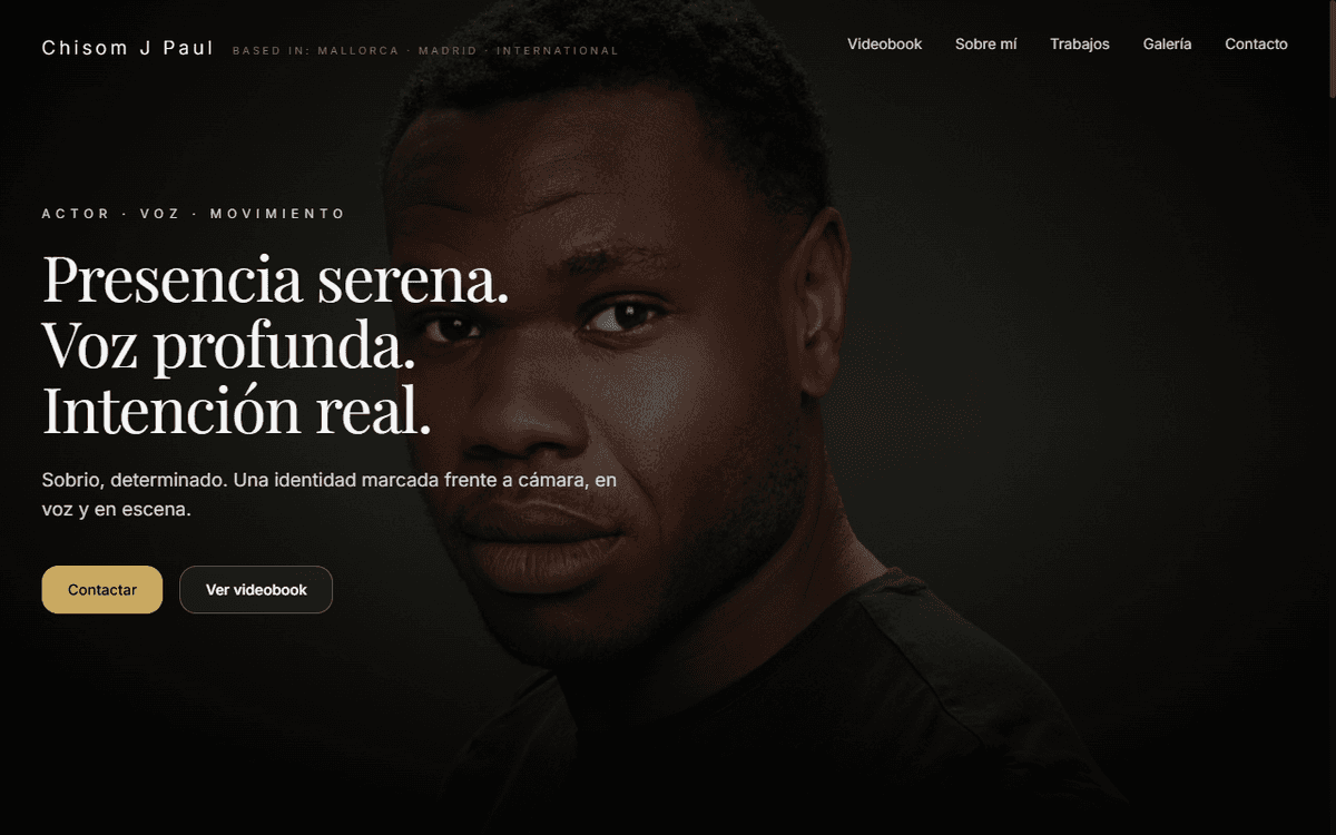 Chisom J Paul actor portfolio showcasing showreel streaming and casting hub.